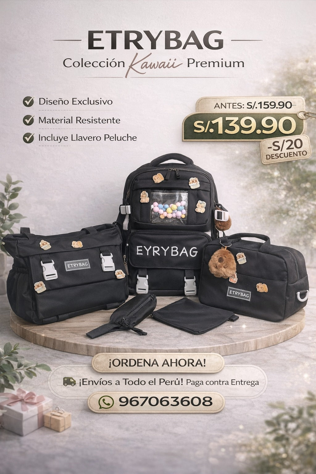 JUEGO DE 5 PIEZAS DE MOCHILA 🤩🤩